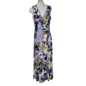 Nina Leonard Faux Wrap Dress, V-Neck, Floral, Wedding Guest, Vacation, Size S
